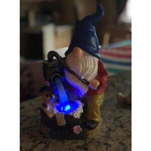 Garden Gnome Statue, Gnome Decoration for Yard with Blue Solar Light, Patio